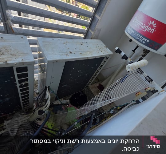 יחידת מיזוג אוויר עם רשת למניעת יונים